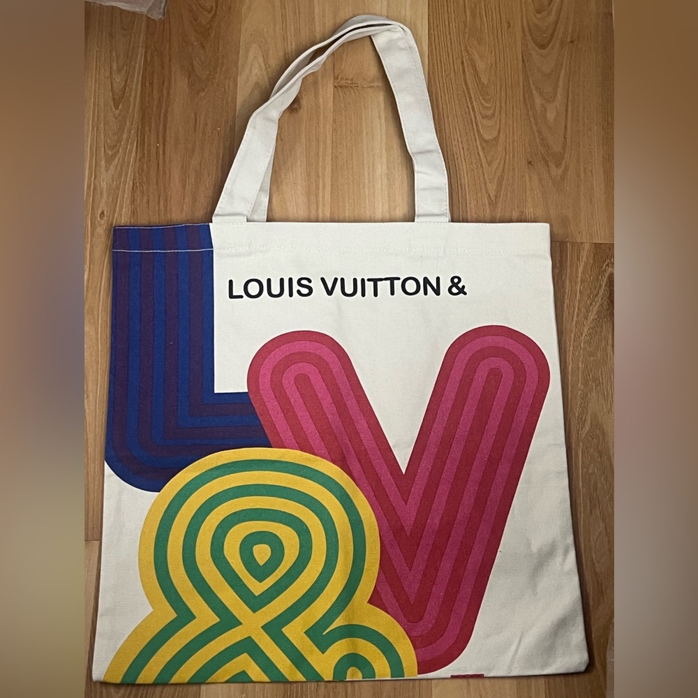 Louis Vuitton White Tote with Multicolor Design